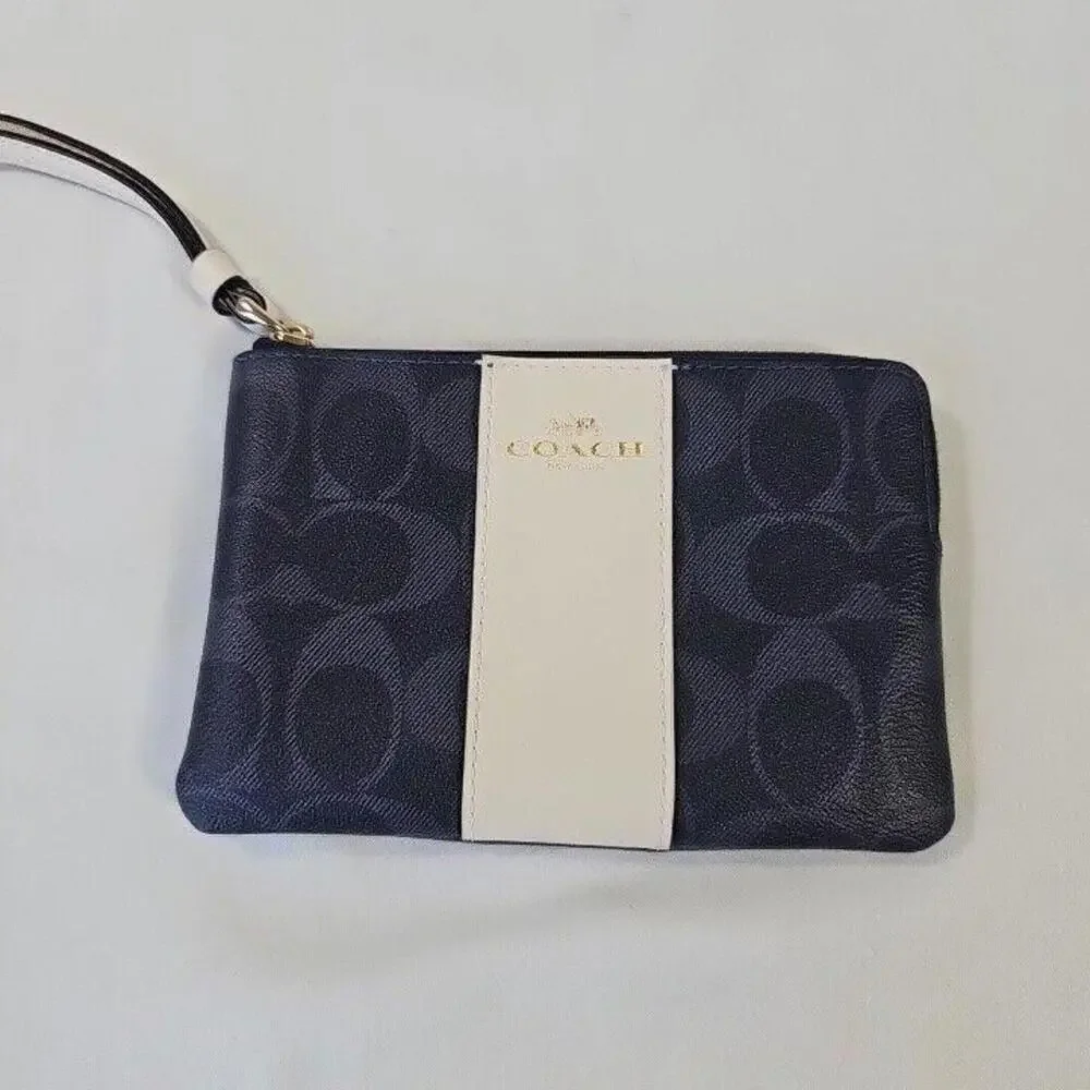 Coach Zip Denim Color Wristlet Wallet. Travel Vacation Night Out Bag - Picture 1 of 7